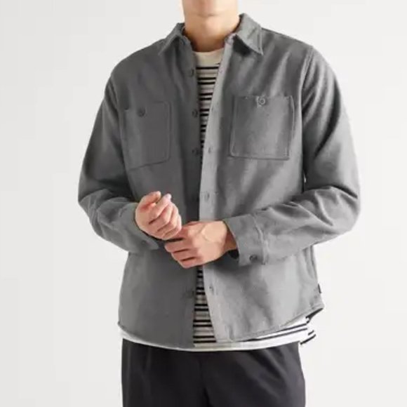 ONIA | Grey Mélange Brushed Flannel Shacket | NWT - Picture 2 of 7